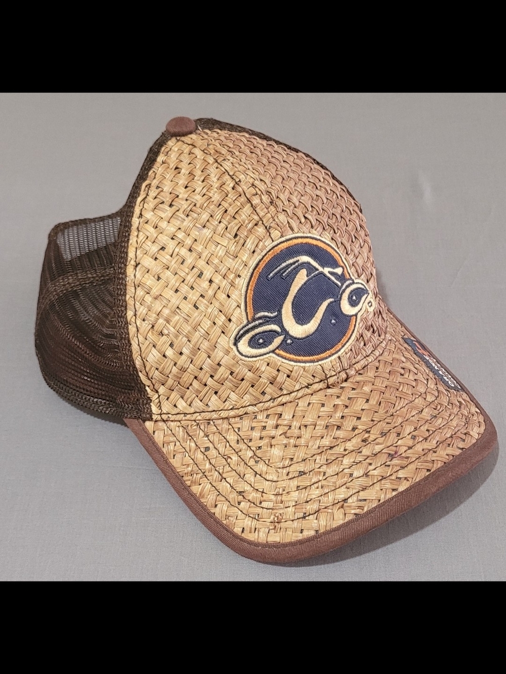 Orange County Choppers -Woven Straw Mesh Baseball Cap - Brown